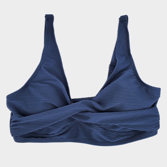 Cupshe Other - Cupshe Blue Ribbed Twist Front Bikini Top Large Adjustable Straps Padded Lined